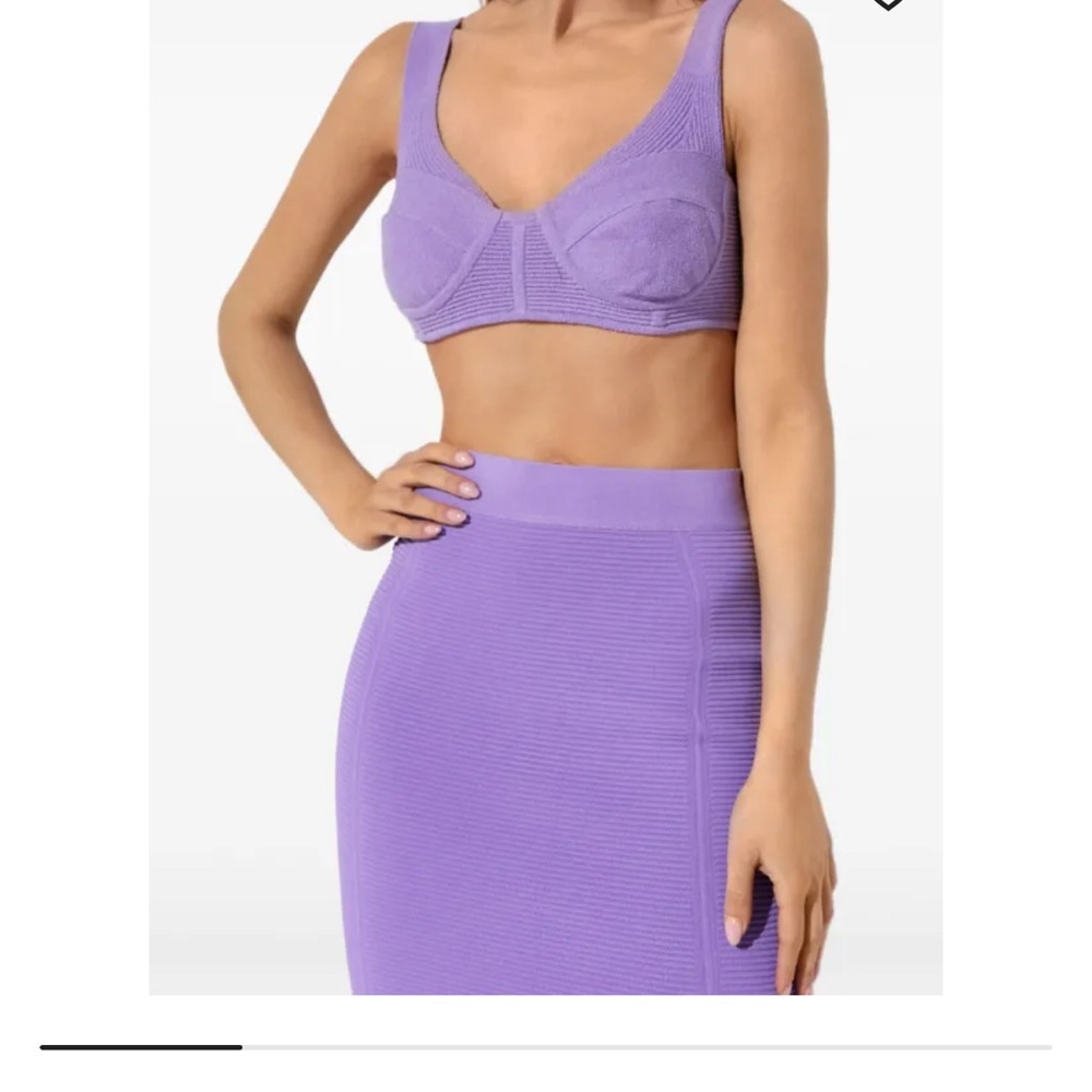 Herve Leger Lavender Crop Top Skirt Set